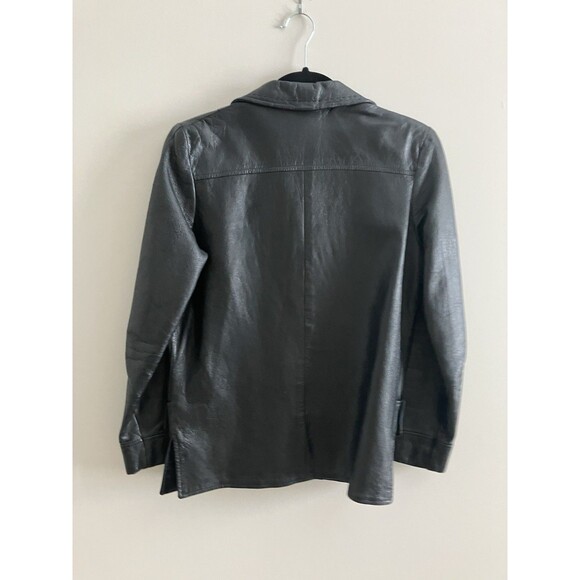 Vintage Leather Jacket Black Stitching Detail Pockets Size Small Rare - Picture 3 of 8